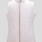 Pink Satin Rhombus Sleeveless Jacket Set