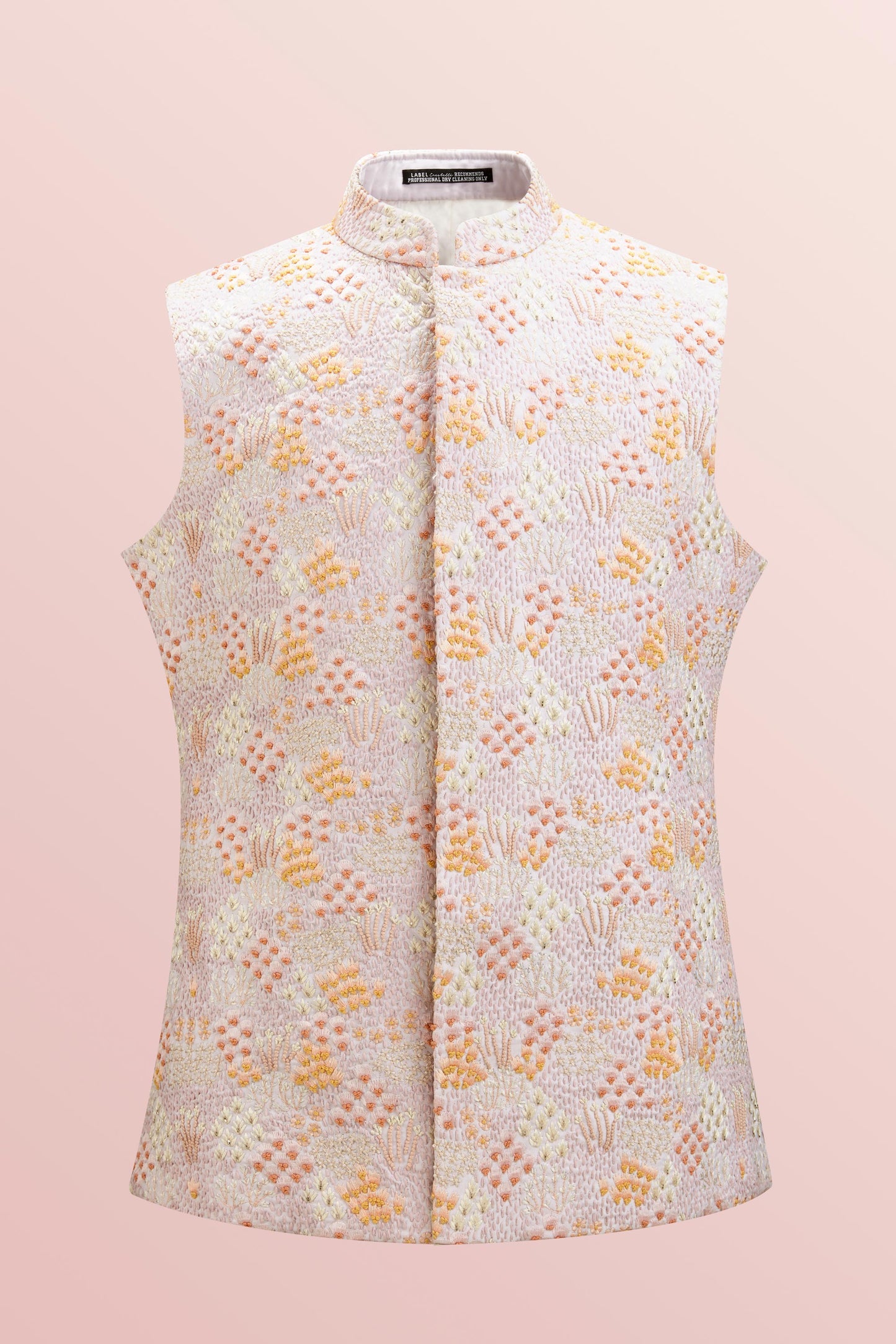 Powder Rose Flower Valley Sleeveless Jacket Set