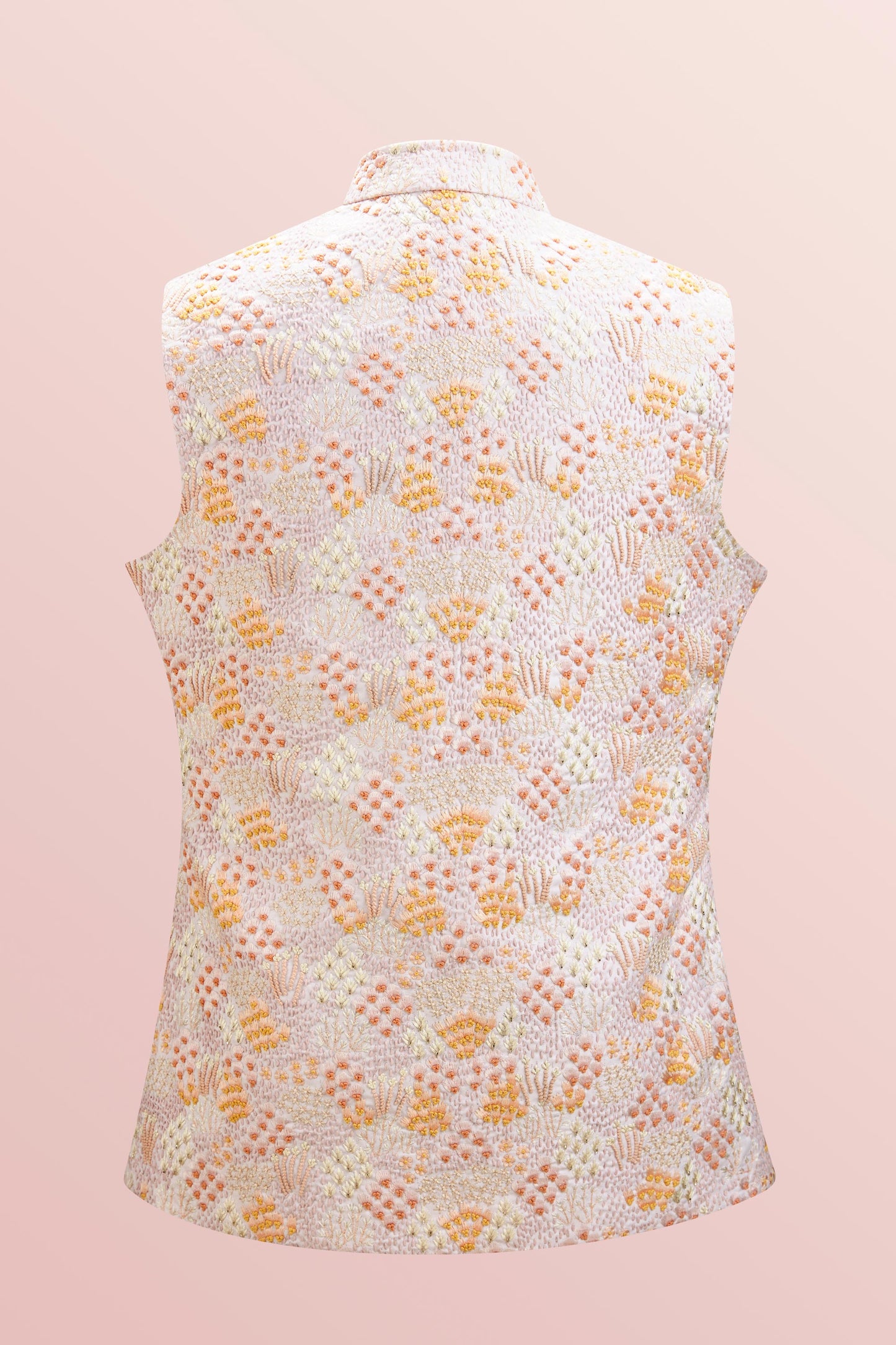Powder Rose Flower Valley Sleeveless Jacket Set