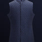 Navy Blue Triflower Sleeveless Jacket Set